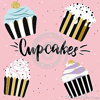 Set of cupcakes. Vector Illustration